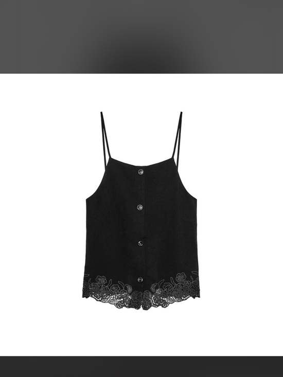 Zara Tops - Zara Black Lace-Trim Button-Front Cami Top